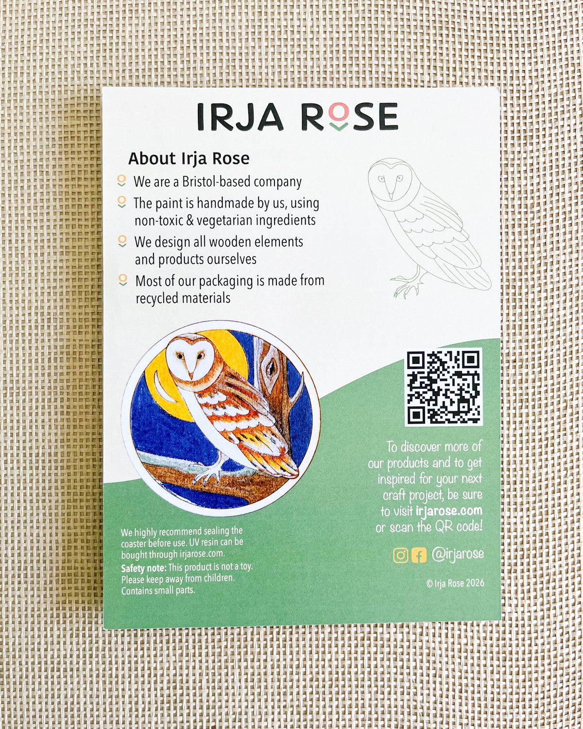 Individual Coaster Kit — Barn Owl